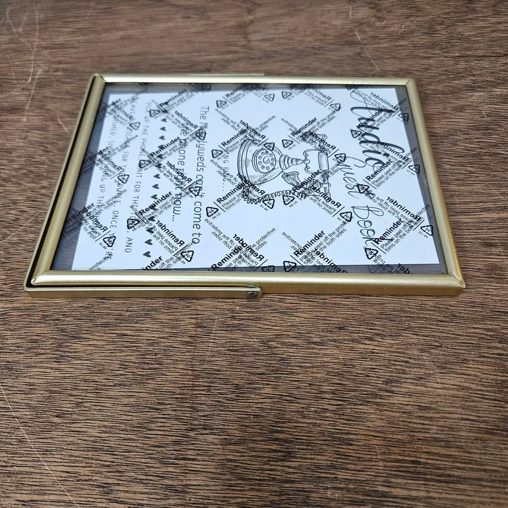 Gold Audio Guest Book Wedding Sign 6x8 Gold Frame‎ Tabletop Decor Phone Message